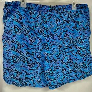 🌊 Athletic Works Blue/Purple Abstract Swim Trunks – Size L – Pool Ready!